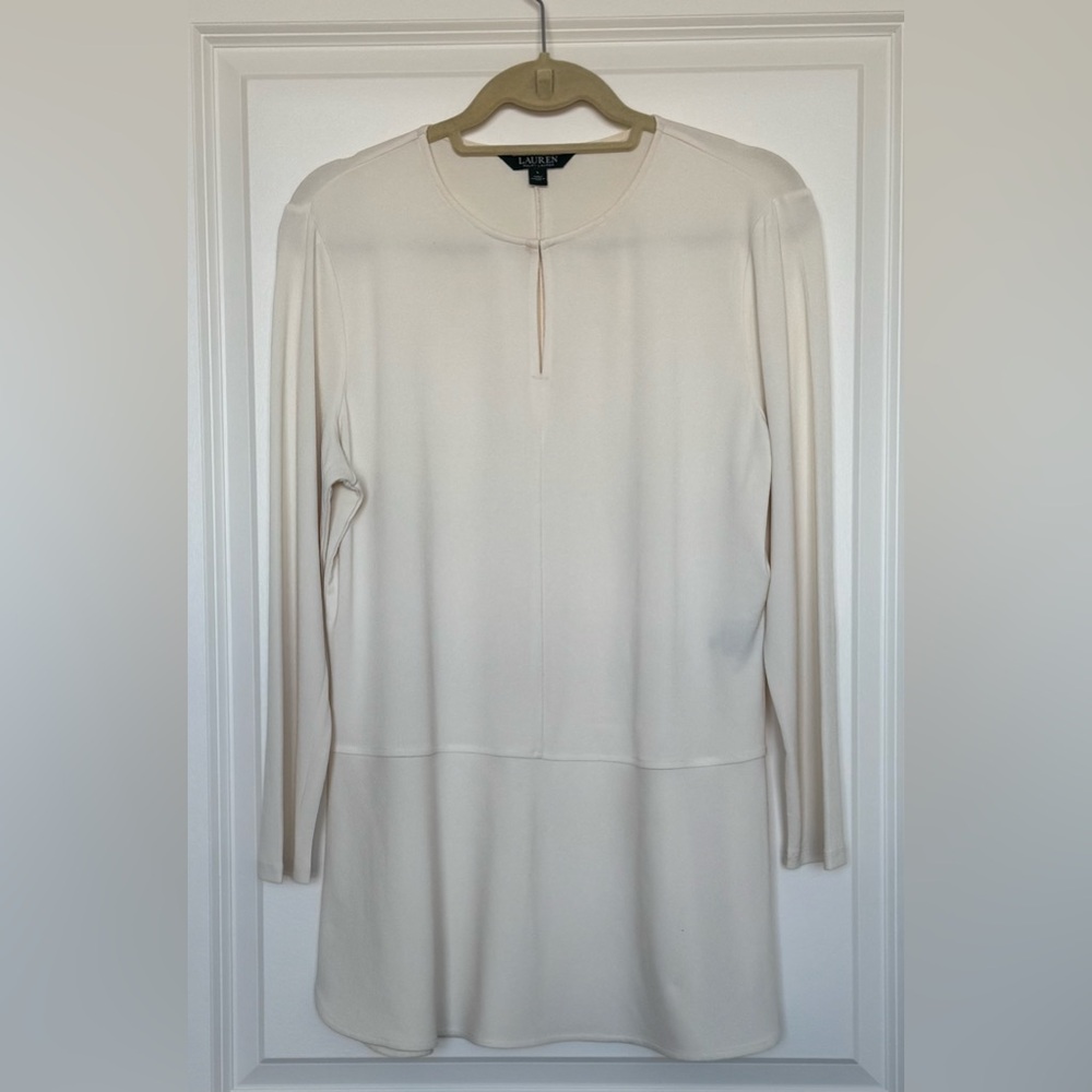 Lauren Ralph Lauren Split Neck High Low Tunic - Ivory - Large